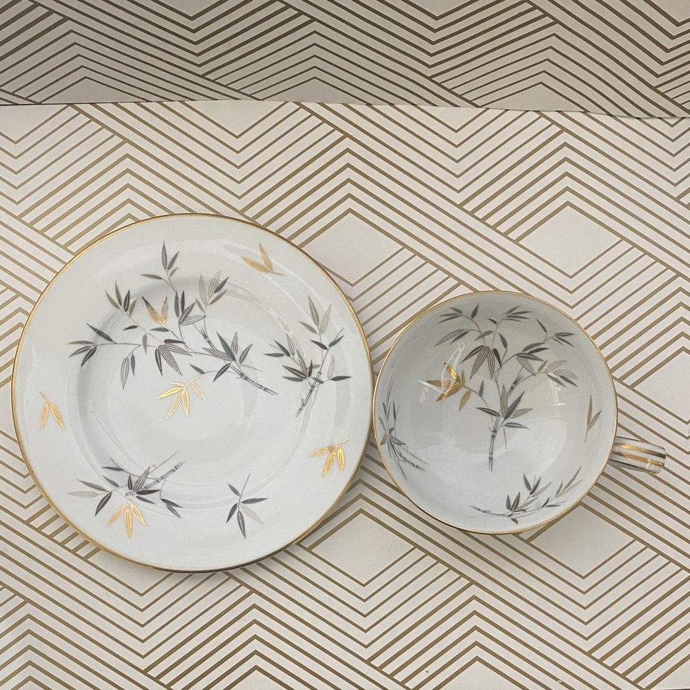 Noritake Gold and Gray and gold Tea Cup Set